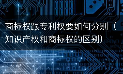商标权跟专利权要如何分别（知识产权和商标权的区别）