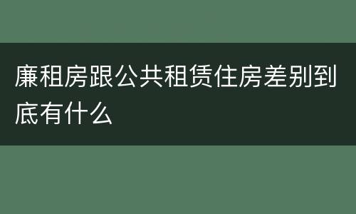 廉租房跟公共租赁住房差别到底有什么