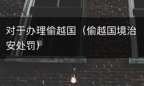 对于办理偷越国（偷越国境治安处罚）