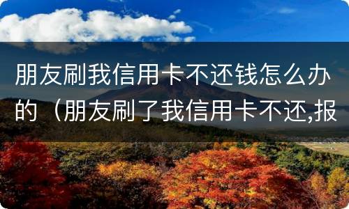 朋友刷我信用卡不还钱怎么办的（朋友刷了我信用卡不还,报警有用吗）
