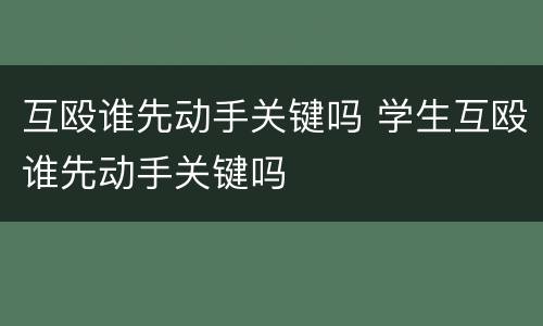 互殴谁先动手关键吗 学生互殴谁先动手关键吗