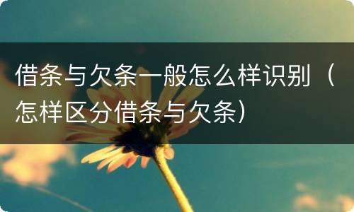借条与欠条一般怎么样识别（怎样区分借条与欠条）