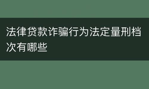 法律贷款诈骗行为法定量刑档次有哪些