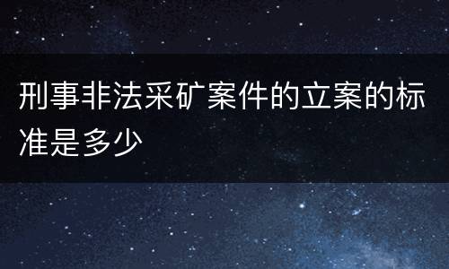 刑事非法采矿案件的立案的标准是多少
