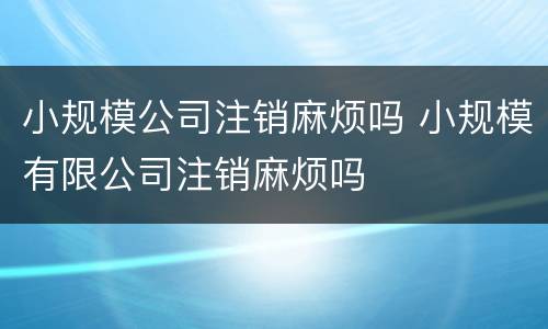 小规模公司注销麻烦吗 小规模有限公司注销麻烦吗