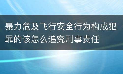 暴力危及飞行安全行为构成犯罪的该怎么追究刑事责任