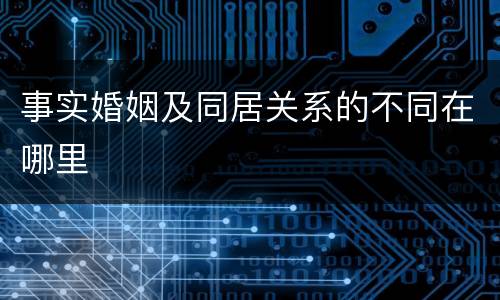 事实婚姻及同居关系的不同在哪里