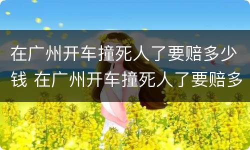 在广州开车撞死人了要赔多少钱 在广州开车撞死人了要赔多少钱呢