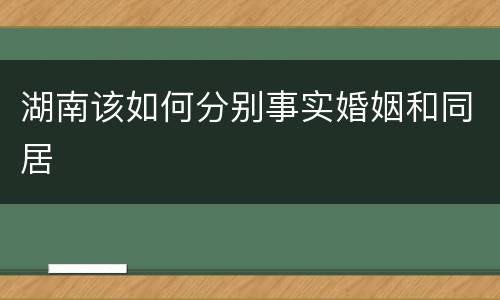 湖南该如何分别事实婚姻和同居