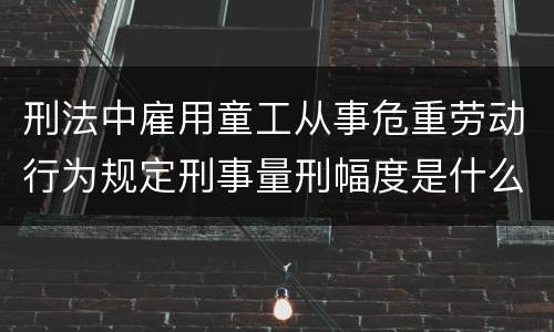 刑法中雇用童工从事危重劳动行为规定刑事量刑幅度是什么