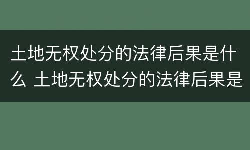 土地无权处分的法律后果是什么 土地无权处分的法律后果是什么呢
