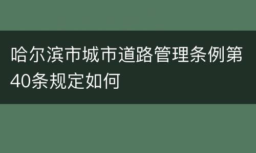 哈尔滨市城市道路管理条例第40条规定如何