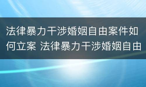 法律暴力干涉婚姻自由案件如何立案 法律暴力干涉婚姻自由案件如何立案起诉