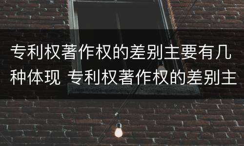 专利权著作权的差别主要有几种体现 专利权著作权的差别主要有几种体现方式
