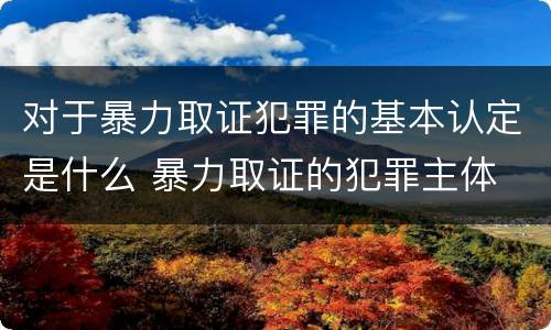 对于暴力取证犯罪的基本认定是什么 暴力取证的犯罪主体
