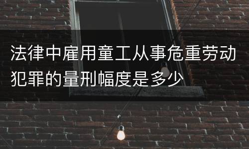 法律中雇用童工从事危重劳动犯罪的量刑幅度是多少
