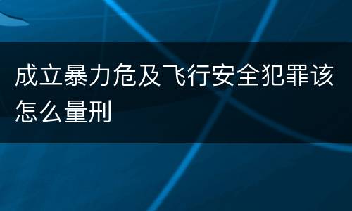 成立暴力危及飞行安全犯罪该怎么量刑
