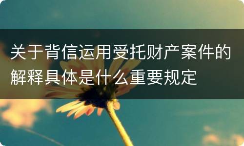关于背信运用受托财产案件的解释具体是什么重要规定