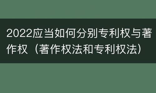 2022应当如何分别专利权与著作权（著作权法和专利权法）