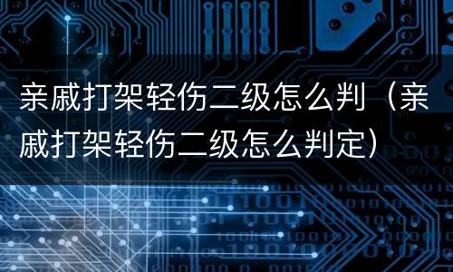 亲戚打架轻伤二级怎么判（亲戚打架轻伤二级怎么判定）