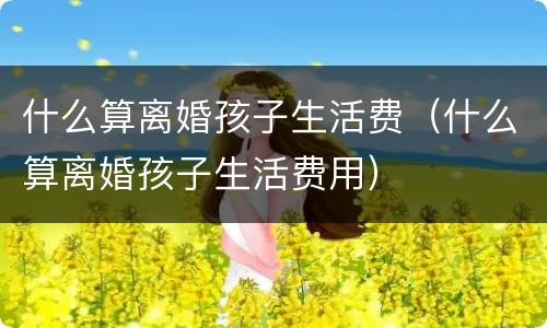 什么算离婚孩子生活费（什么算离婚孩子生活费用）