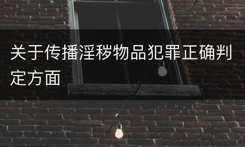 关于传播淫秽物品犯罪正确判定方面