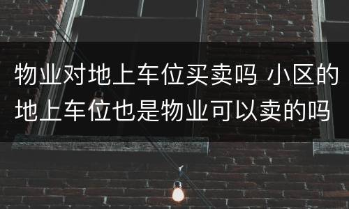物业对地上车位买卖吗 小区的地上车位也是物业可以卖的吗