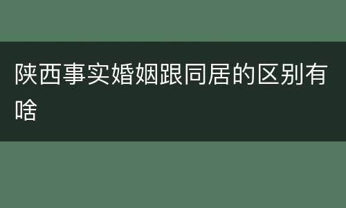 陕西事实婚姻跟同居的区别有啥