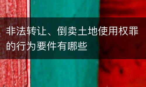 非法转让、倒卖土地使用权罪的行为要件有哪些