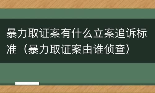 暴力取证案有什么立案追诉标准（暴力取证案由谁侦查）