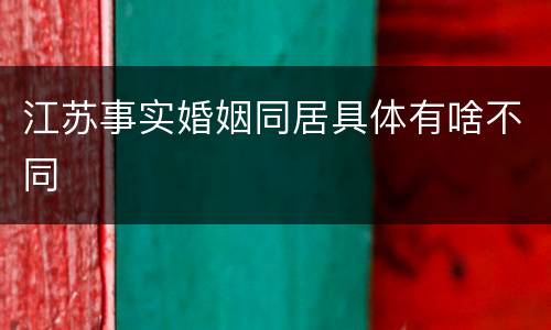 江苏事实婚姻同居具体有啥不同