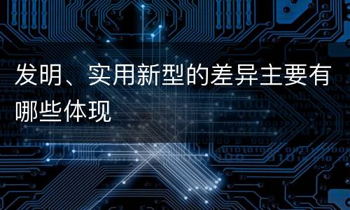 发明、实用新型的差异主要有哪些体现