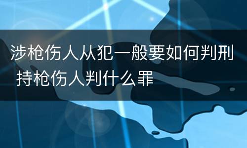 涉枪伤人从犯一般要如何判刑 持枪伤人判什么罪