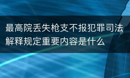 最高院丢失枪支不报犯罪司法解释规定重要内容是什么