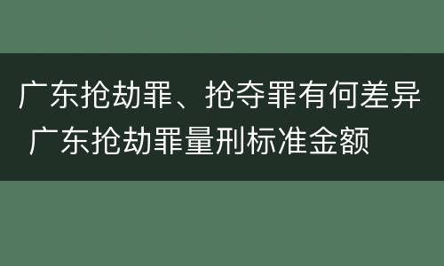 广东抢劫罪、抢夺罪有何差异 广东抢劫罪量刑标准金额