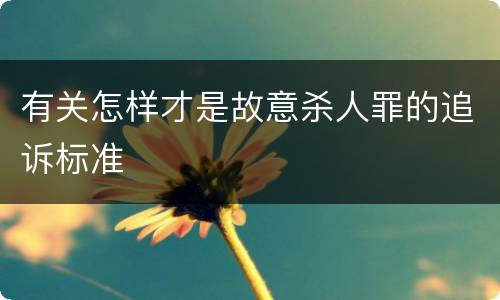 有关怎样才是故意杀人罪的追诉标准