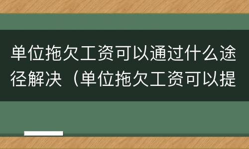 单位拖欠工资可以通过什么途径解决（单位拖欠工资可以提出什么补偿要求）