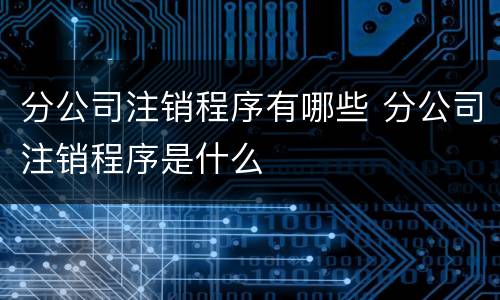 分公司注销程序有哪些 分公司注销程序是什么