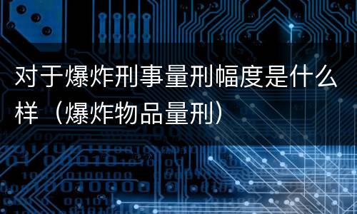 对于爆炸刑事量刑幅度是什么样（爆炸物品量刑）