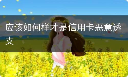 应该如何样才是信用卡恶意透支