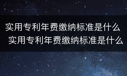 实用专利年费缴纳标准是什么 实用专利年费缴纳标准是什么意思