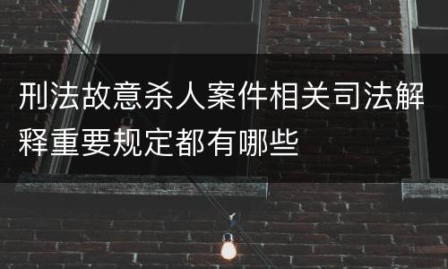 刑法故意杀人案件相关司法解释重要规定都有哪些