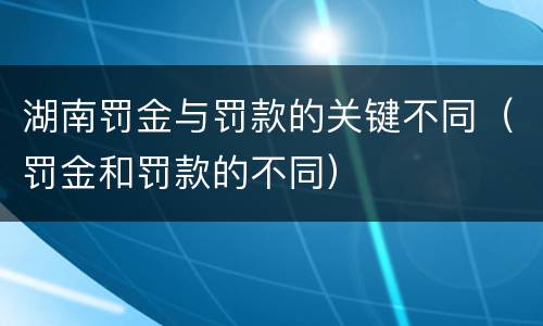 湖南罚金与罚款的关键不同（罚金和罚款的不同）