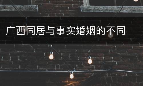 广西同居与事实婚姻的不同