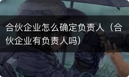 合伙企业怎么确定负责人（合伙企业有负责人吗）