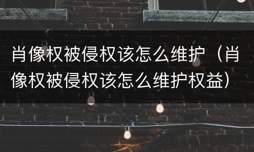 肖像权被侵权该怎么维护（肖像权被侵权该怎么维护权益）