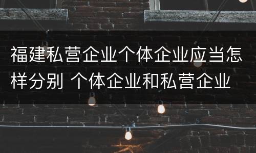 福建私营企业个体企业应当怎样分别 个体企业和私营企业