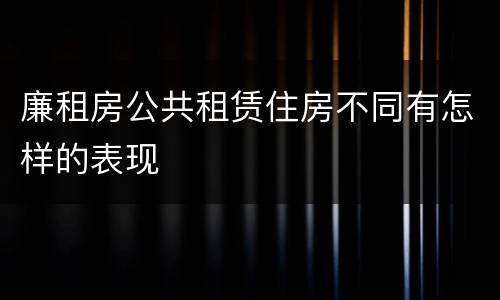 廉租房公共租赁住房不同有怎样的表现