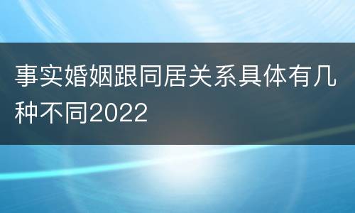 事实婚姻跟同居关系具体有几种不同2022