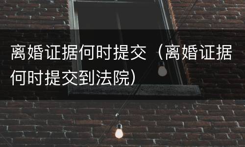 离婚证据何时提交（离婚证据何时提交到法院）
